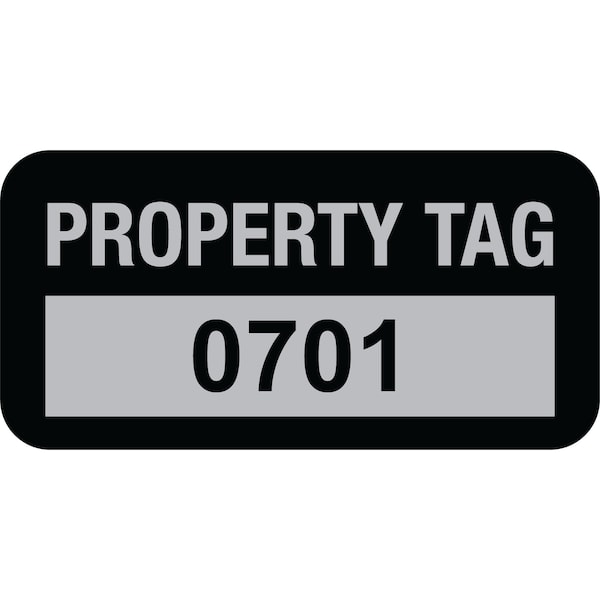 Lustre-Cal Property ID Label PROPERTY TAG5 Alum Black 1.50in x 0.75in Serialized 0701-0800, 100PK 253769Ma1K0701 - main